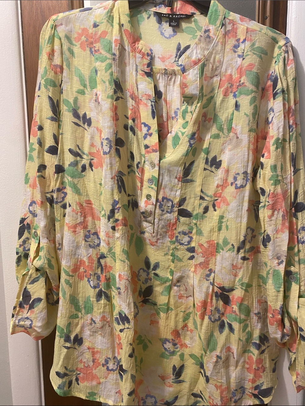 Zac & Rachel Yellow Floral Print Blouse